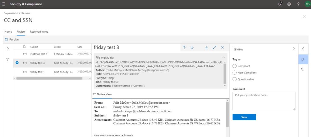 Supervision - Review with Metadata open.