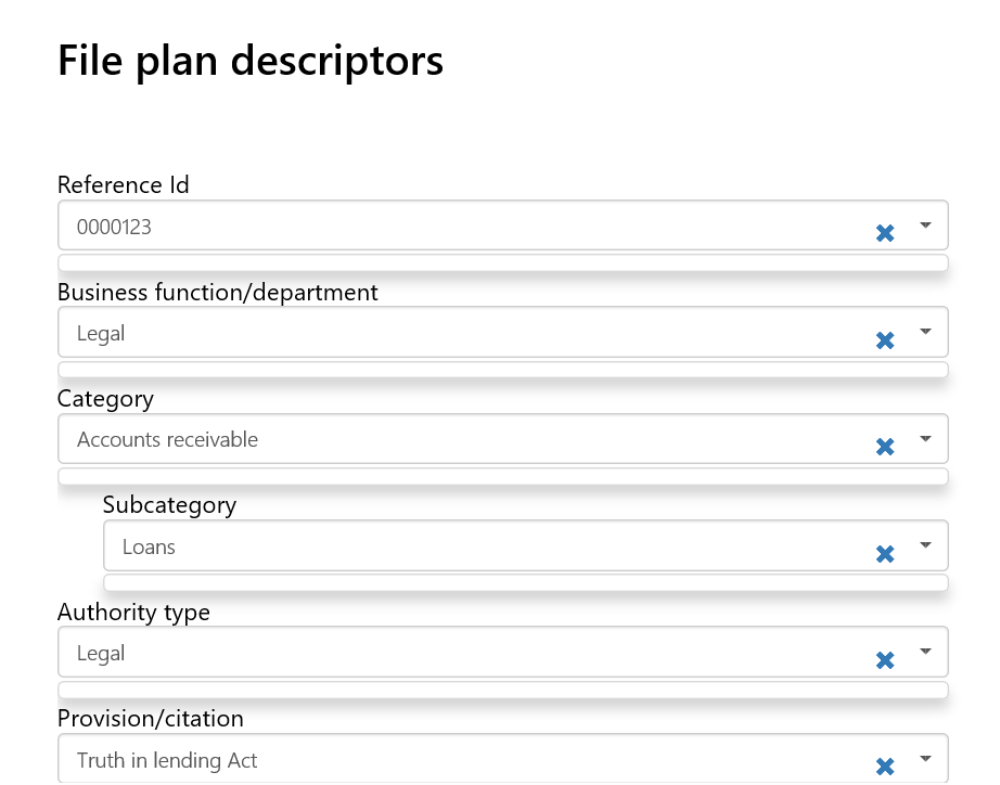 Retention - File Plan Descriptors Filled