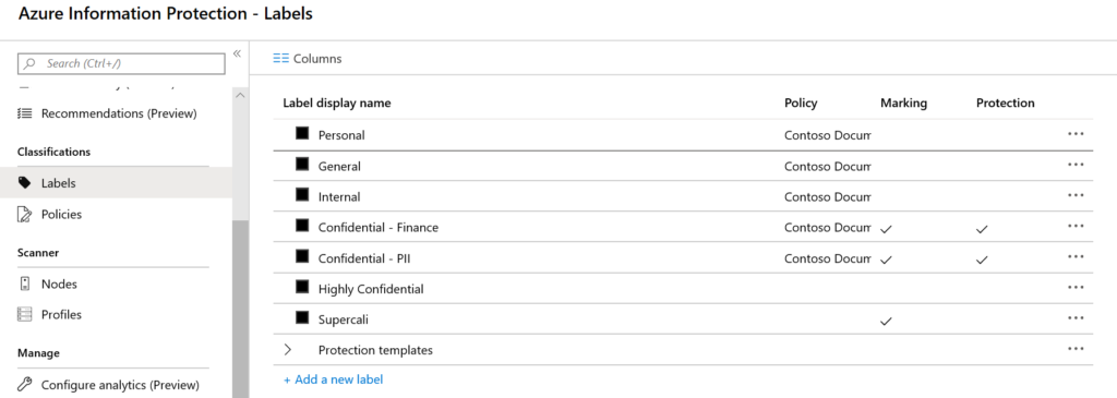 Azure/MIP Labels.