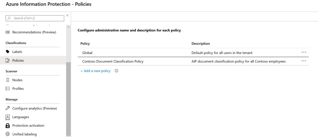 Azure / MIP Label Policies