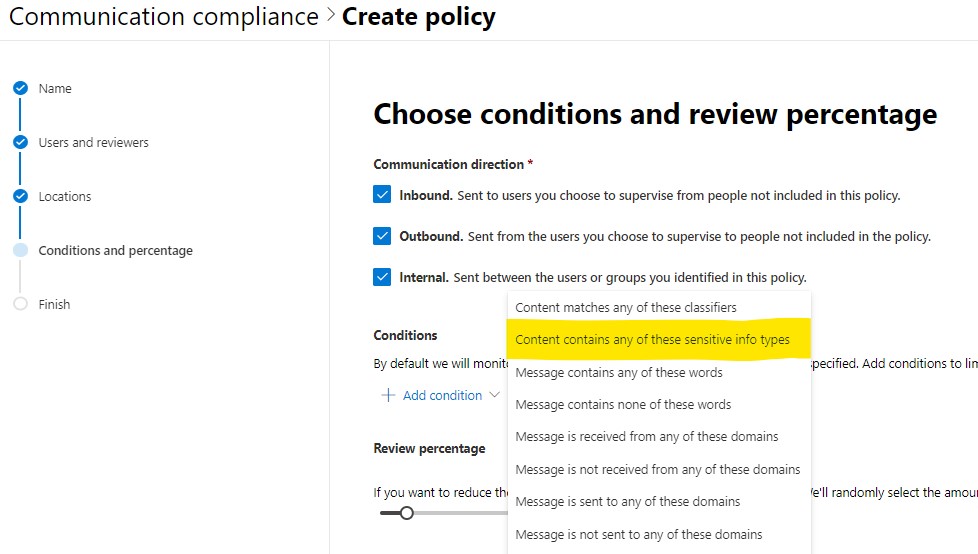 SI Type in Communication Compliance